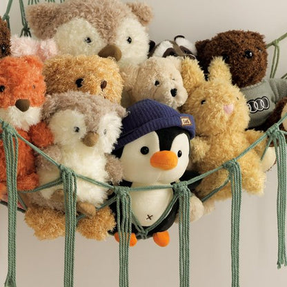 mirolam Stuffed Animal Hammock - Large Stuffed Animal Net Corner - Hanging Stuff Animal Storage Organizer For Plush Plushie Display Room Bedroom Boho Decor