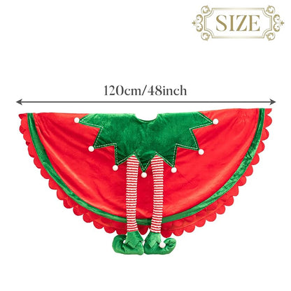 Valery Madelyn 48" Elf Christmas Tree Skirt - Red & Green Velvet
