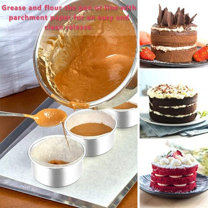 E-far Mini Round Cake Pan Set - 4 Inch Stainless Steel Baking Pans | Non-Toxic, Dishwasher Safe