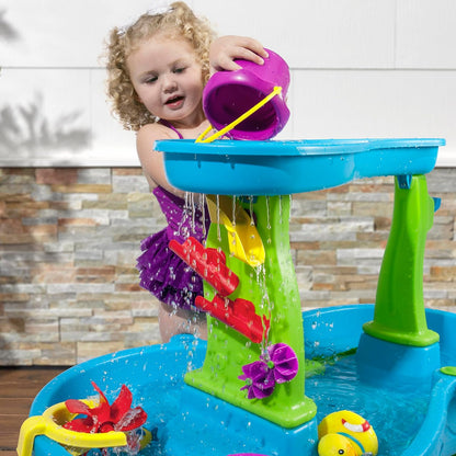Step2 Rain Showers Splash Pond Water Table - Kids Sensory Playset with 13 Accessories | Blue & Green, Ages 1.5+