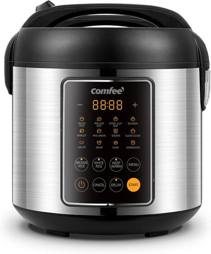 COMFEE' Rice Cooker - 14-in-1 Stainless Steel Multi Cooker | 5.3 QT Capacity for Brown Rice, Quinoa & Oatmeal