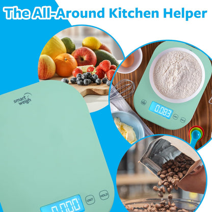 Smart Weigh Digital Kitchen Scale - Mint Green Color for Accurate Cooking & Meal Prep Measurements