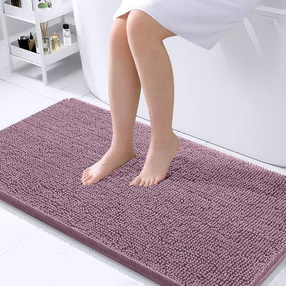 OLANLY Large Bath Rugs - Extra Soft Chenille, Quick Dry & Machine Washable | 40x24, Deep Plum
