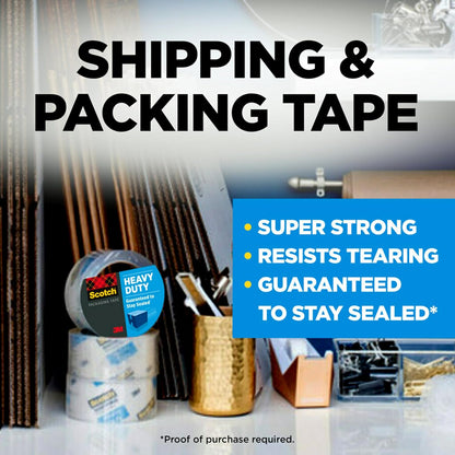 Scotch Heavy Duty Packaging Tape - Strong Seal for Packing & Shipping | 1.88" x 54.6 yd, Clear, 6 Rolls