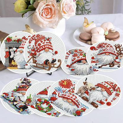 Christmas Gnome Diamond Art Coasters Kit - 8 Pcs by Ekuxom (Variation: Christmas Gnome)