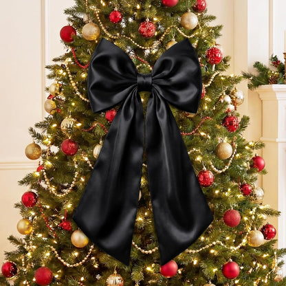 Suncalla Large Satin Bow Decorations - 3 Pcs 2 FT Hanging Wall Decor for Birthdays & Weddings | Black