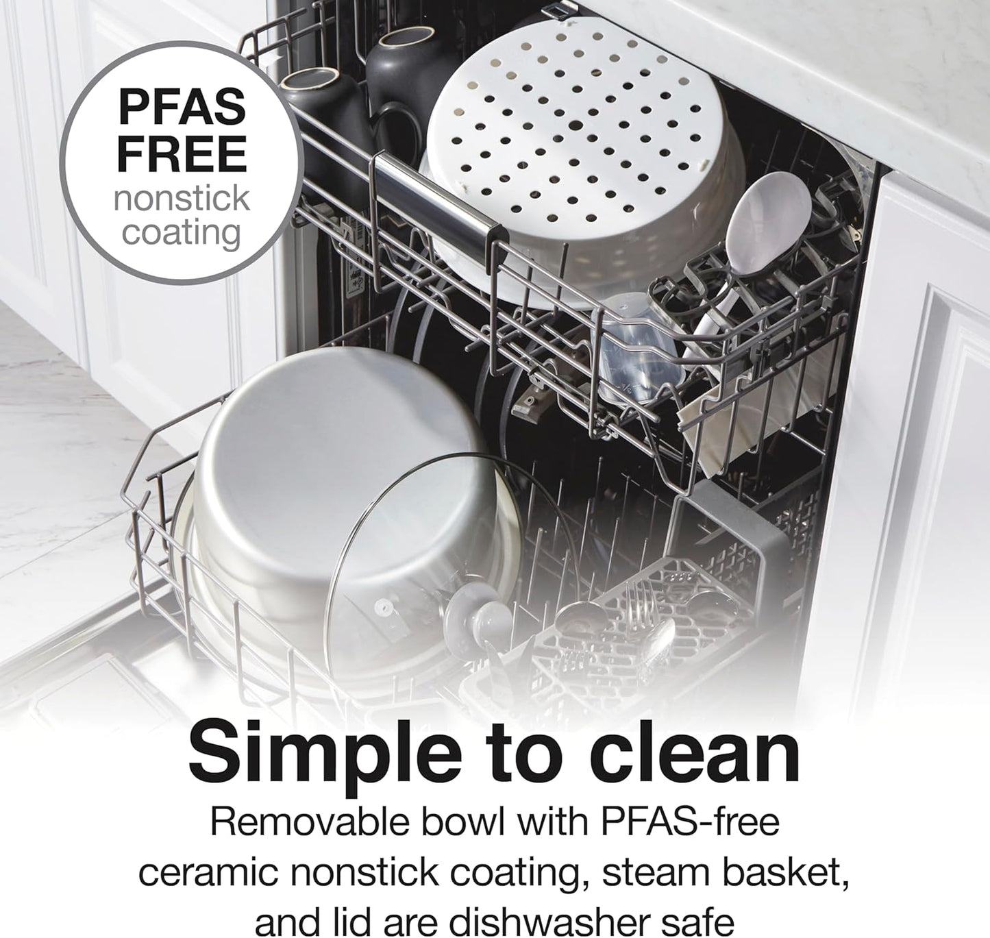 Proctor Silex Rice Cooker & Food Steamer - 10 Cups Cooked Capacity, Includes Steam Basket, White