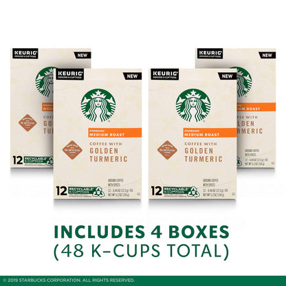 Starbucks Medium Roast K-Cup Coffee Pods - Golden Turmeric Flavor for Keurig Brewers | 48 Pods Total