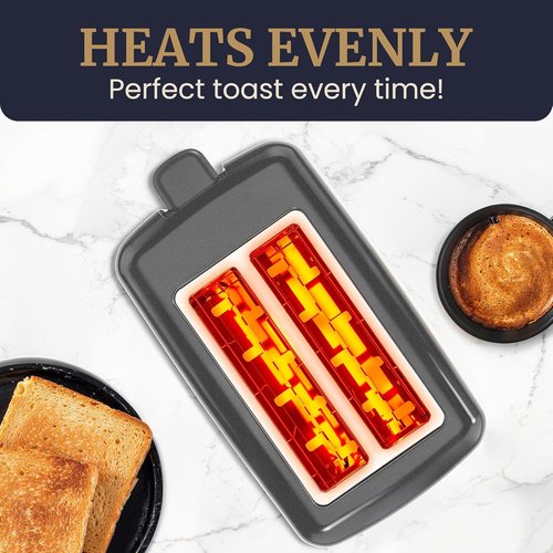 Elite Gourmet Cool-Touch 2-Slice Toaster - 6 Toast Settings & Extra Wide 1.25” Slots | Gunmetal Gray