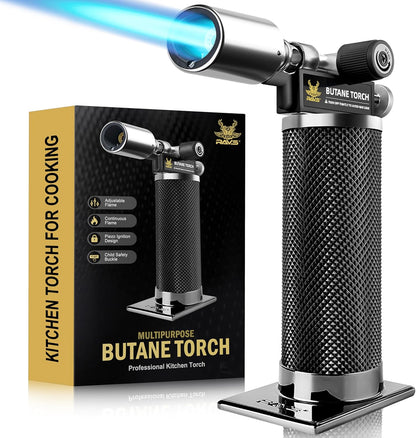 RAVS Butane Torch Lighter - Premium Metal Kitchen Torch with Adjustable Flame & Safety Buckle | Black