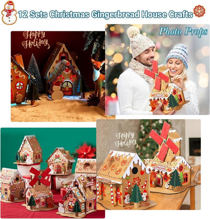 Regine Switzerland Christmas Gingerbread House DIY Kit - 12 Pack Cardboard Fun for Kids & Adults