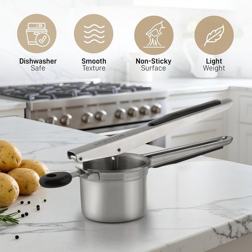 Bellemain Large Potato Ricer - Heavy Duty Stainless Steel Masher for Smooth Mashed Potatoes & Gnocchi | 15oz