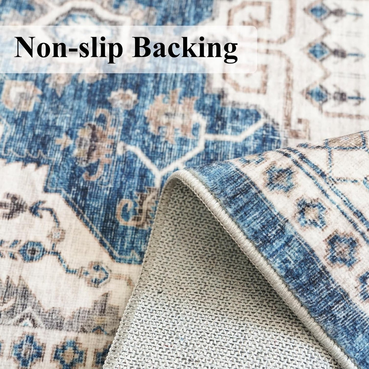 Skiennix 2x6 Washable Hallway Runner Rug - Ultra Soft Non-Slip Carpet for Indoor Use | Blue