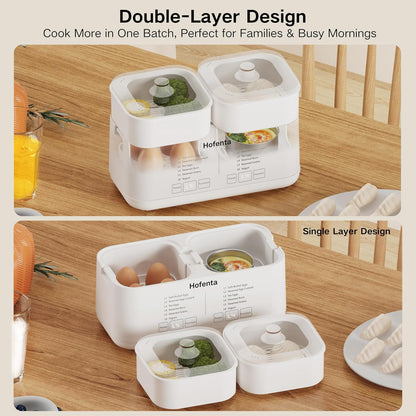 Rapid Electric Egg Cooker - Versatile Egg Boiler with Timer & Auto Shut-Off | 16 Eggs Capacity, 2 Tiers