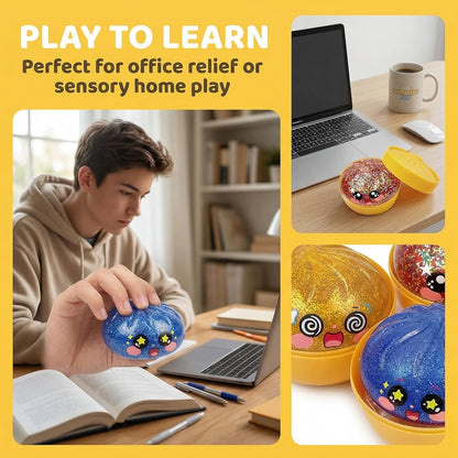 Skiennix Glitter Dumpling Squishy Set - Colorful Sensory Stress Relief | Random Gift Box (2-Pack)