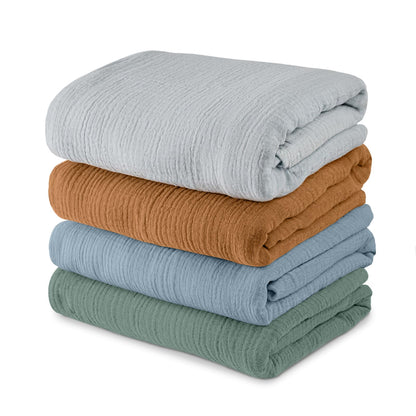 Muslin Swaddle Blankets for Baby Girls and Boys, 4 Pack Breathable and Skin-Friendly Newborn Receiving Blanket, 100% Cotton Swaddle Wrap, Essentials Infant Shower Items, Toddler Gift