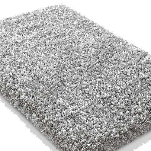 Yimobra Bathroom Rugs Non Slip Washable, Ultra Soft and Water Absorbent Bath Mats, Plush Fluffy Shower Mat Outside, Microfiber Thick Matts for Bathroom Floor/Sink, 24x17, Light Gray and White