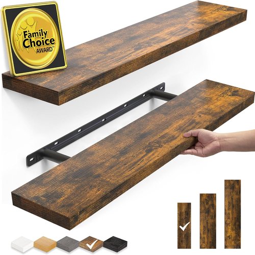 BAYKA Rustic Wood Floating Shelves - 22.5 Inches Wall Decor for Bathroom, Bedroom & Living Room | 22 lbs Capacity
