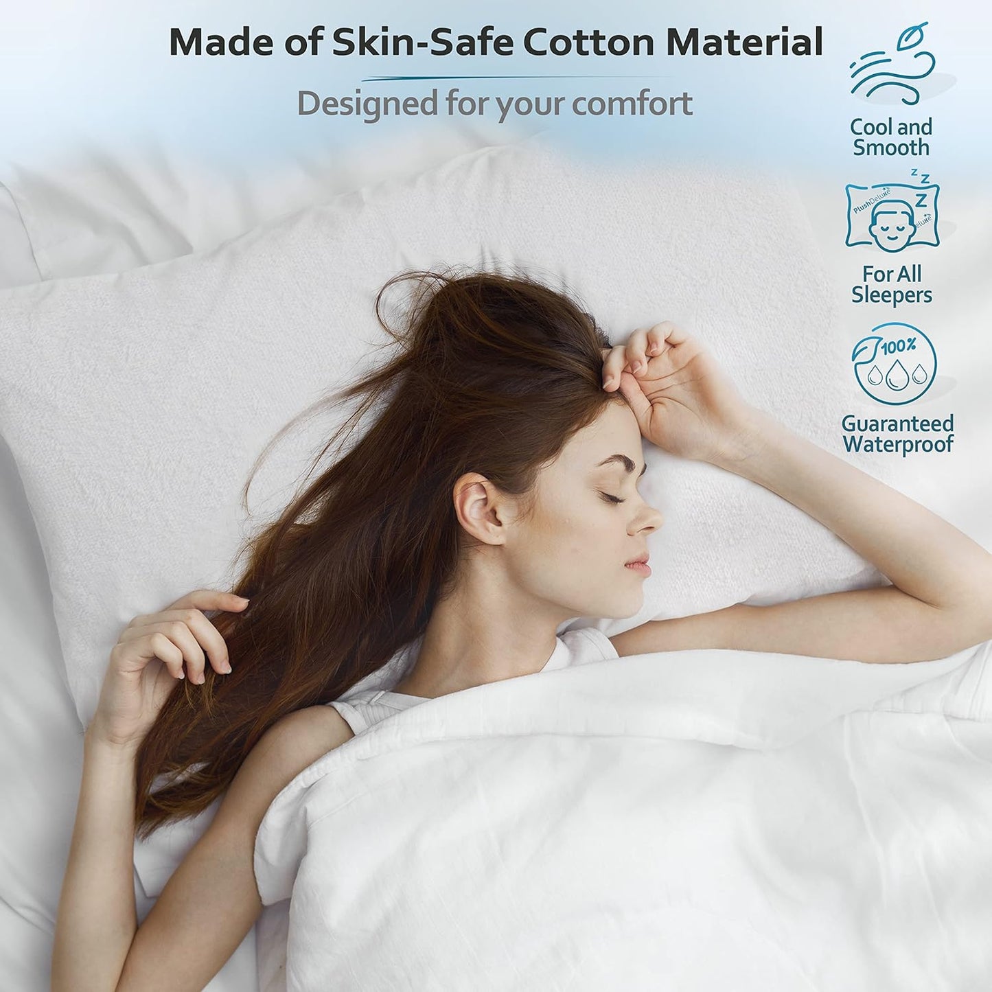 Premium Waterproof Pillow Protectors - Hypoallergenic Soft Terry Cotton - Standard Size 20''x28'' | Set of 2