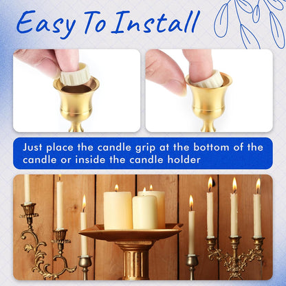 U0U Candle Grippers - 30 Pack Rubber Candle Hugger Gaskets for Taper Candles | Keeps Candles Upright, Beige