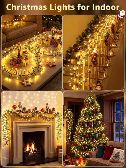 BrightChristmas 99FT 1500LED Cluster Lights with Remote – Warm White (Variation: 1500 LED)