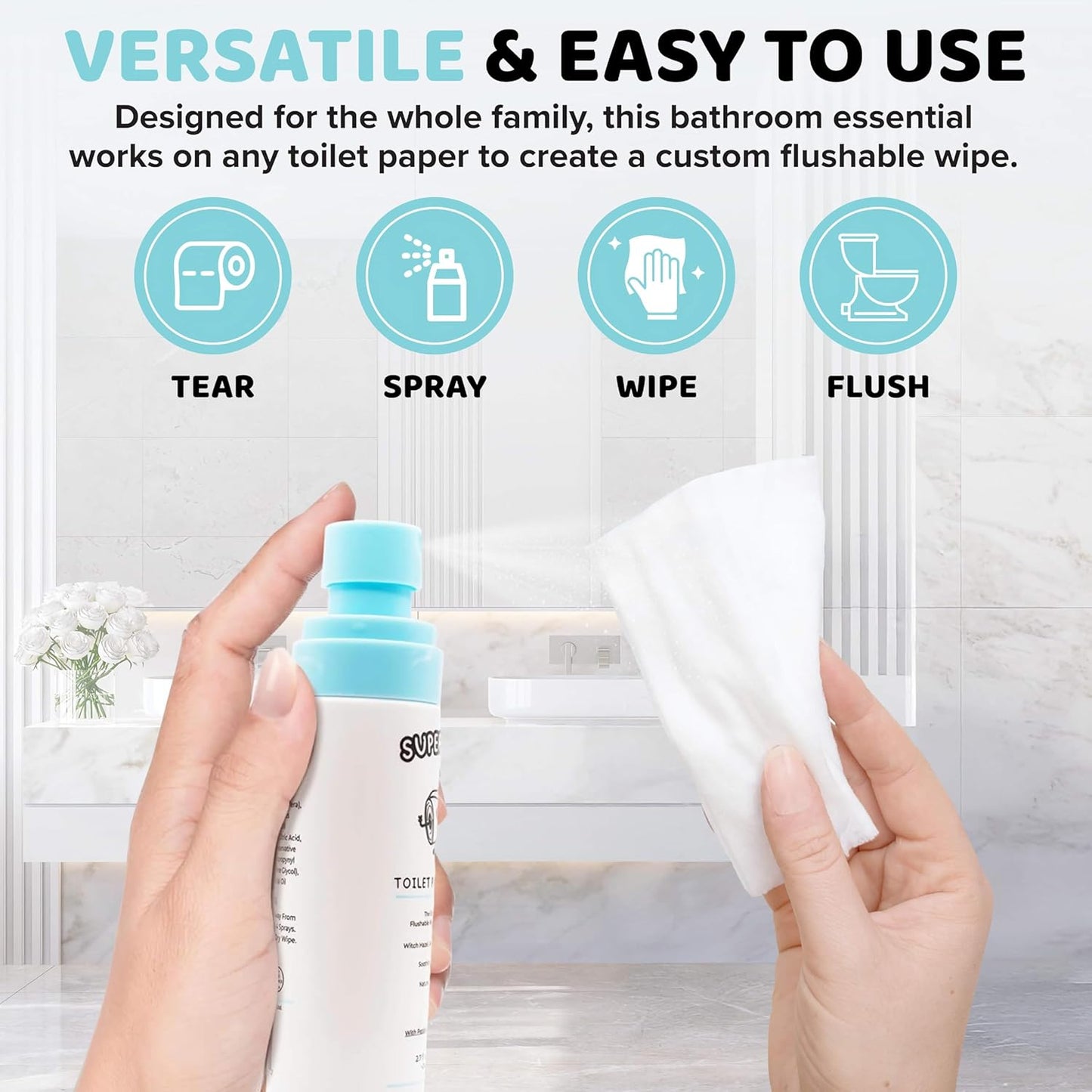 Toilet Paper Spray - Gentle Cleansing Wipe for a Better Bathroom Experience | 2.7 fl oz | Travel-Friendly