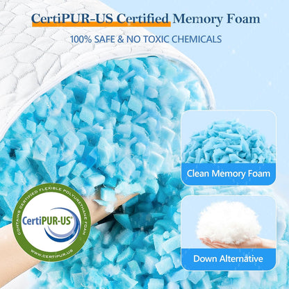 Skiennix Cooling Pillows | Adjustable Shredded Memory Foam | Queen Size Set of 2 for All Sleepers