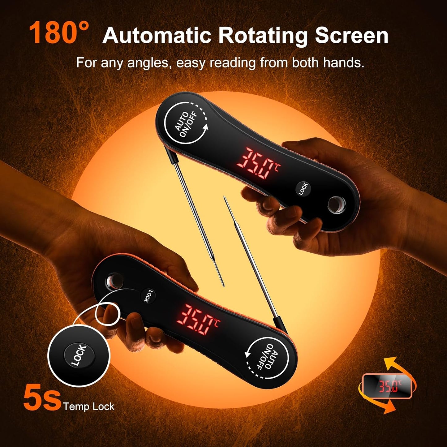 Skiennix Digital Meat Thermometer - Instant Read in 0.5 Seconds | ±0.5°F Accuracy, Waterproof Design