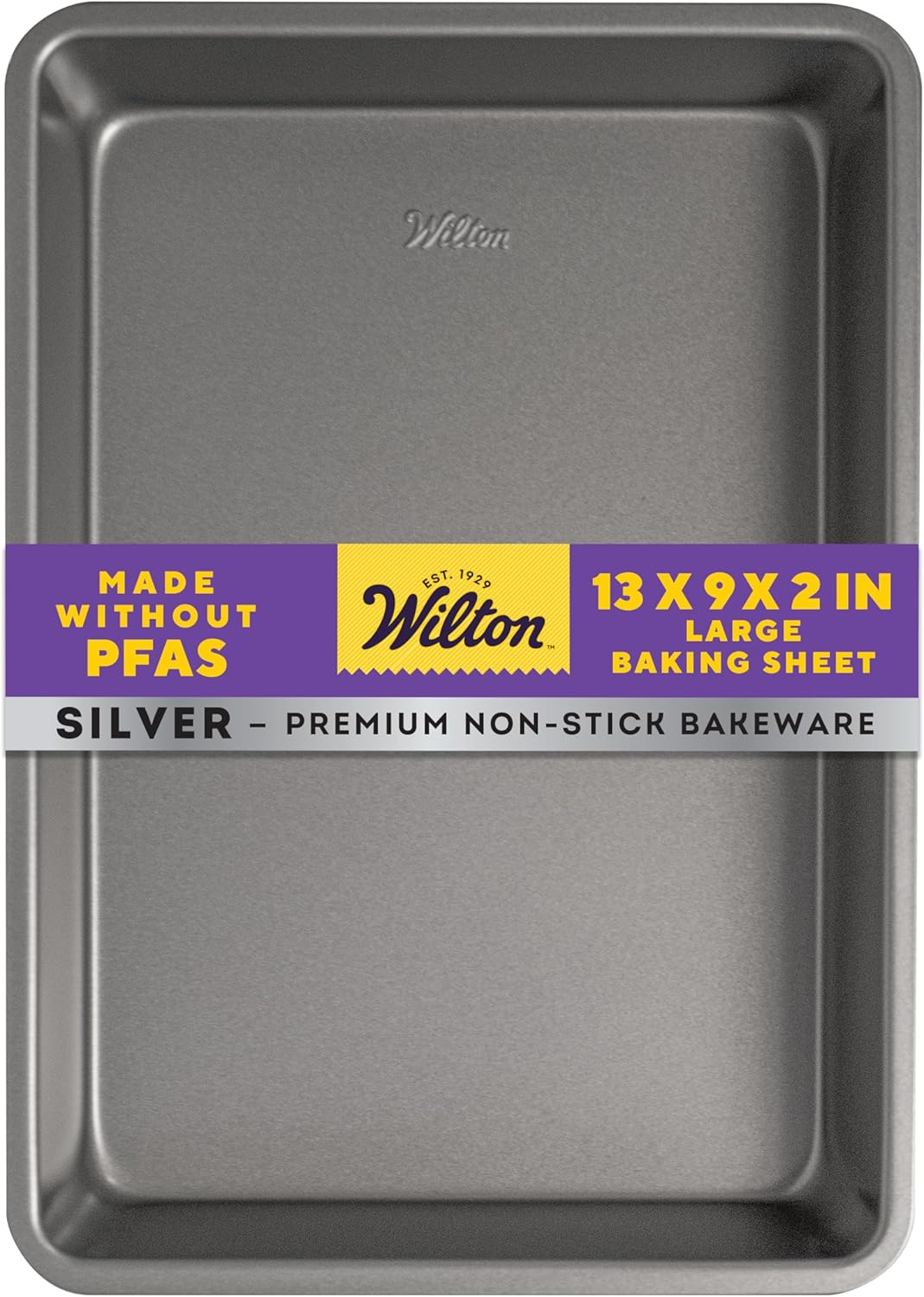 Wilton Silver Non-Stick Oblong Cake Pan - Perfect for Cakes & Lasagna | Durable Steel, 13 x 9 x 2 in