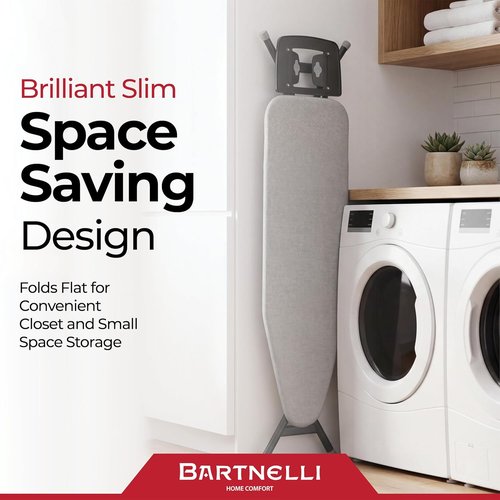 Bartnelli Ironing Board - Extreme Stability, Height Adjustable, Heavy-Duty Metal Frame, 43x13 Inches
