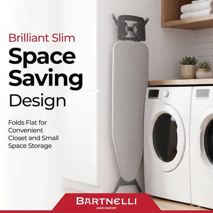 Bartnelli Ironing Board - Extreme Stability, Height Adjustable, Heavy-Duty Metal Frame, 43x13 Inches
