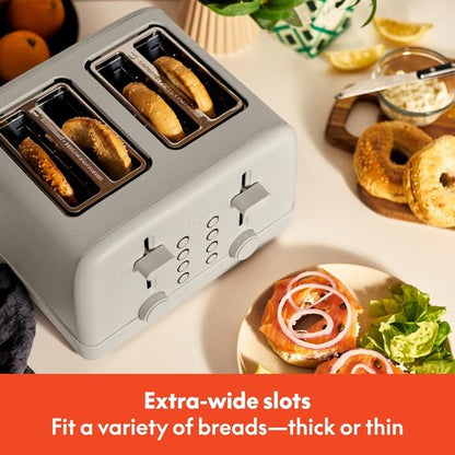 Bella 4-Slice Toaster - 6 Shade Settings, Reheat & Cancel Functions, Removable Crumb Tray, 900W | Oatmilk Color