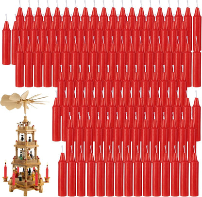 Nuanchu Christmas Pyramids Candles - 200 Pcs Traditional Wax Candles for Holiday Decor | 2.91 x 0.55 Inches