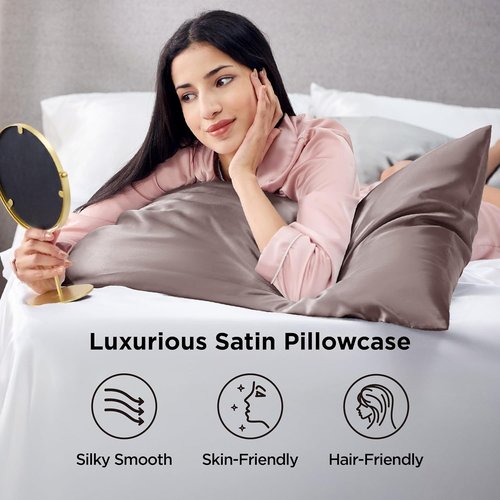 Bedsure King Size Satin Pillowcase Set - Dusty Rose Silky Pillow Cases for Hair & Skin, 20x36 Inches, 2 Pack