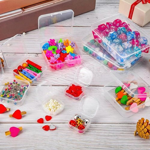 Clear Plastic Bead Storage Containers by [Brand Name] - 24 Packs with Hinged Lid for Crafts & Jewelry | 1.37 x 1.37 x 0.7 Inches