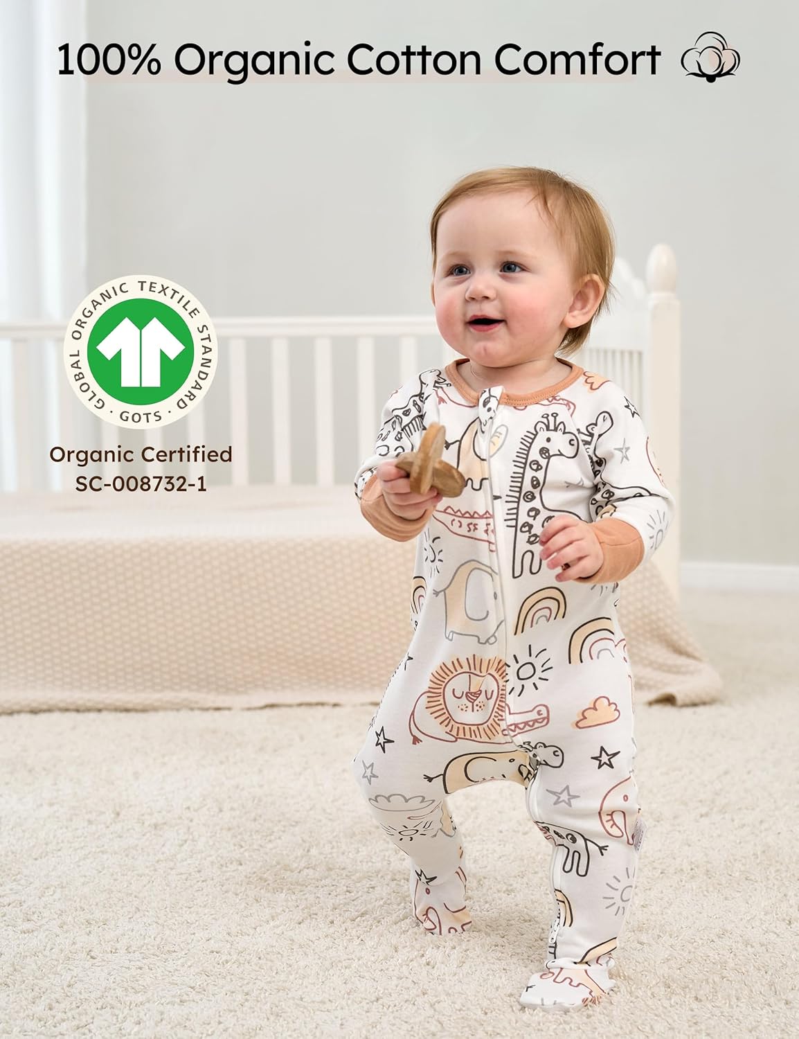 Yoofoss Baby Pajamas - 100% Organic Cotton Sleepers for Newborns | 3-Piece Footed Set (0-9 Months)