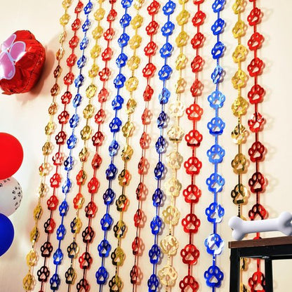 LOLStar Paw Birthday Decorations - 2 Pack Red, Yellow & Blue Tinsel Foil Fringe Curtains | 3.3 x 6.6ft Photo Booth Props & Room Decor