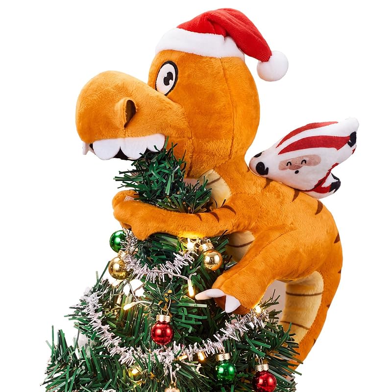 Dinosaur Plush Tree Topper 10x8 Inch - Xmas Ornament (Variation: Dinosaur)