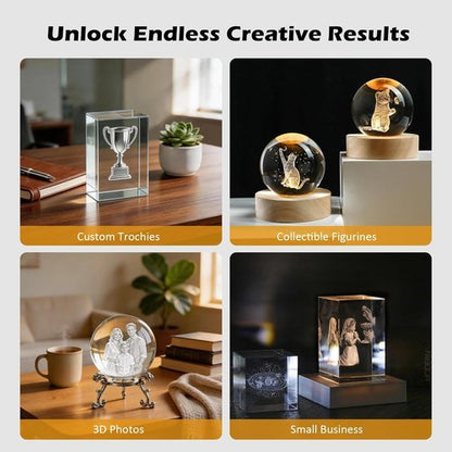 K9 Crystal | Genuine Clear Blank Blocks for Inner Laser Engraving - 2.36 Inch with Stand