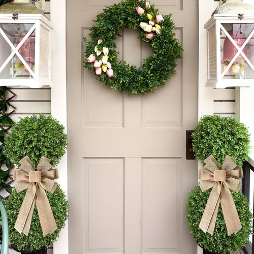 Burlap Wreath Bow - 2PCS Large Rustic Farmhouse Bows for Wreaths & Holiday Decor