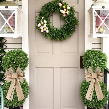 Burlap Wreath Bow - 2PCS Large Rustic Farmhouse Bows for Wreaths & Holiday Decor