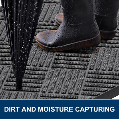 Smiry Heavy-Duty Outdoor Doormat - Non-Slip Natural Rubber, Easy Clean, 29.5x17 Inches | Grey