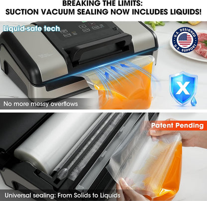 Vesta Precision Vacuum Sealer Machine - Smart Heat Sealing for Liquid & Moist Foods | Includes Built-In Cutter & Mason Jar Kit