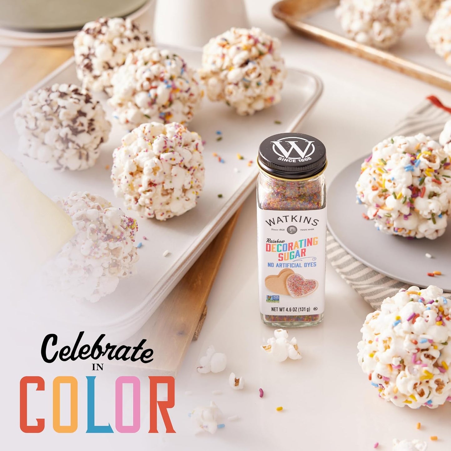 Watkins Rainbow Decorating Sugar - Non-GMO Sweetener | 4.6 Ounce Pack of 3