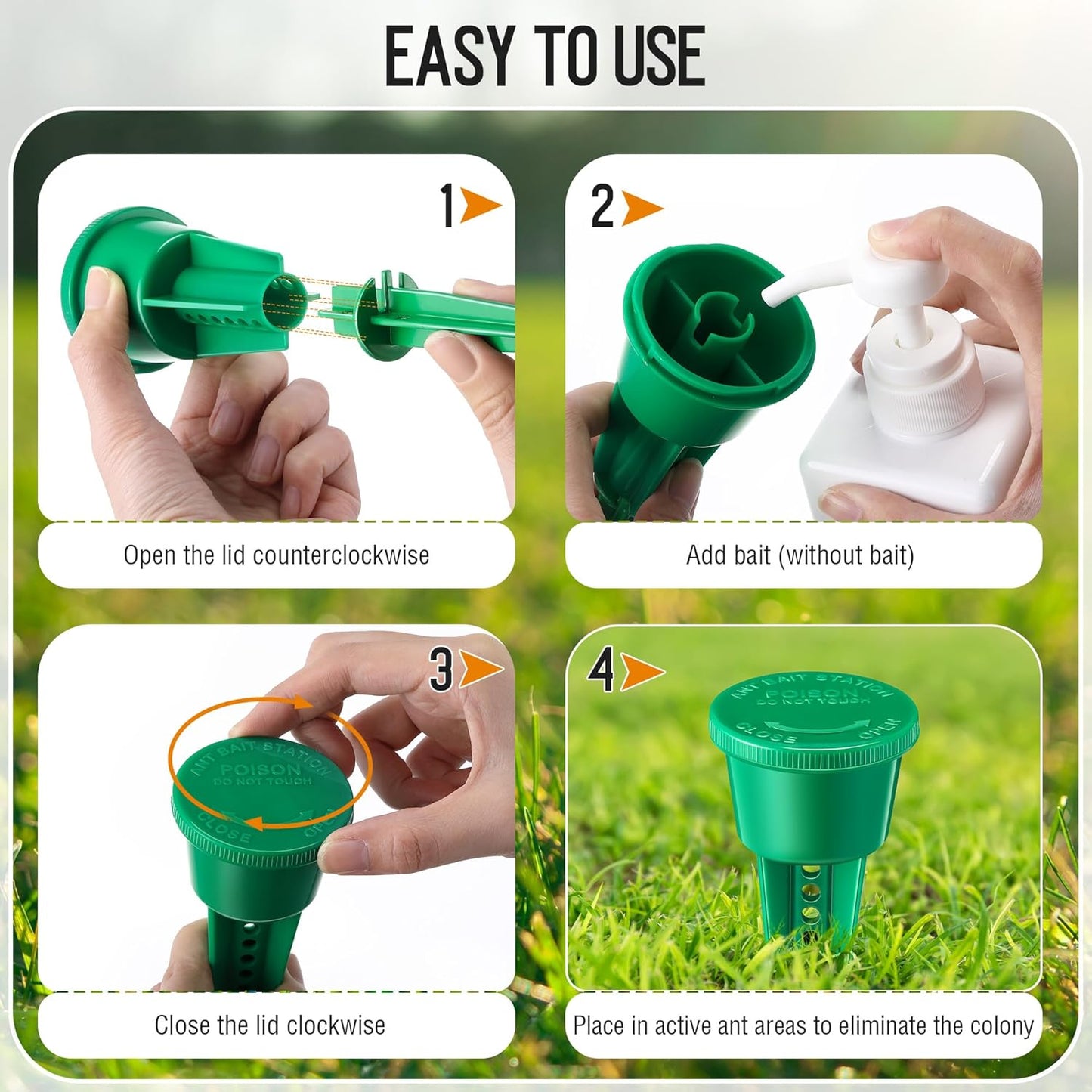 Qualirey Ant Traps - Reusable Liquid Bait Stations for Outdoor Use | Pet Safe, Multi-Surface Control