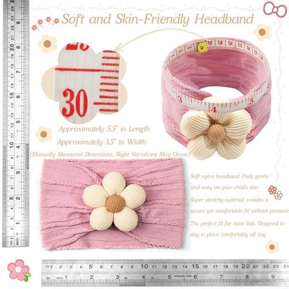 CÉLLOT Baby Flower Headbands - Soft Nylon Hair Accessories for Newborns & Toddlers | 5 Pcs Set