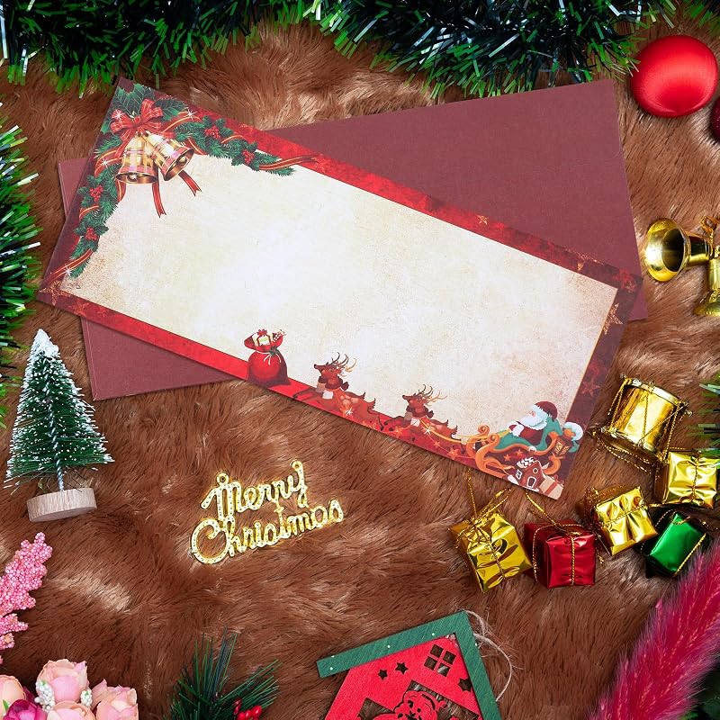 Christmas Envelopes #10 Self Seal 60 Pcs, 4 Styles – Classic Design, 250g Paper