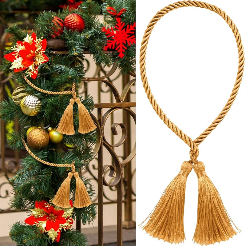 Christmas Garland Ties with Tassels 24in - 15 Pcs, Gold (Variation: Gold+15)