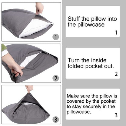 NTBAY King Pillowcase Set - 2 Pack Brushed Microfiber 20x36 Pillowcases - Soft, Wrinkle-Free, Fade-Resistant, Stain-Resistant, Dark Grey Pillowcases with Envelope Closure - 20x36 Inches, Dark Grey