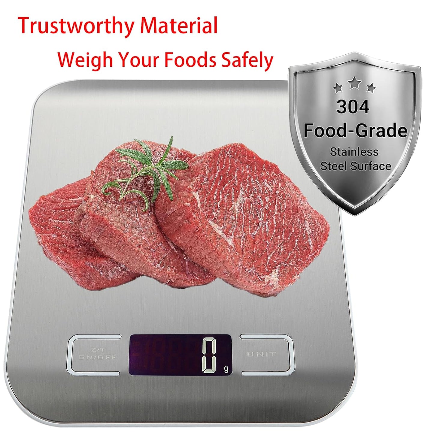 Skiennix Digital Kitchen Scale - 5kg/11lb Capacity | Accurate Grams & Ounces Measurement for Baking & Meal Prep | 304 Stainless Steel, LCD Display